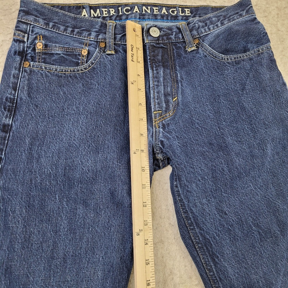 Vintage American Eagle Slim Straight‎ Jeans Mens 32x34 Blue Dark Wash Denim - Picture 9 of 12